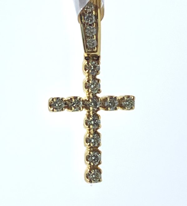 10K 0.25CT Yellow Gold Cross Pendant Charm Online now