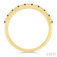 1 0 Ctw Petite 1.35 MM Ruby and Round Cut Diamond Precious Stack Band in 10K Yellow Gold Supply