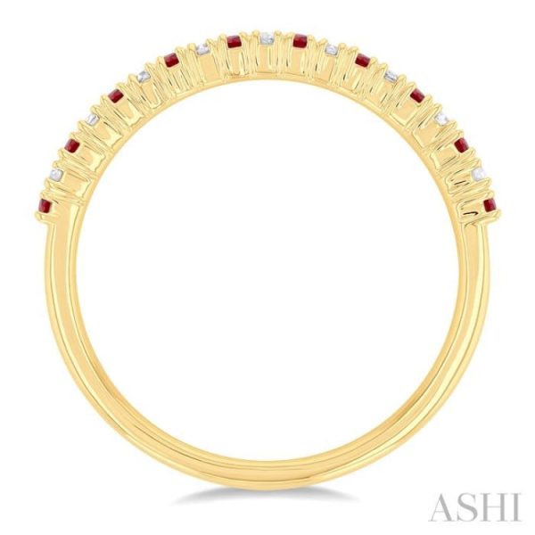 1 0 Ctw Petite 1.35 MM Ruby and Round Cut Diamond Precious Stack Band in 10K Yellow Gold Supply