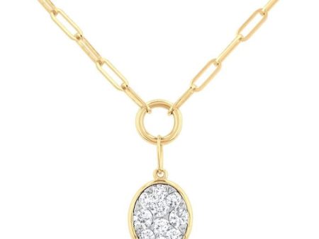 1 4 ctw Lovebright Oval Shape Round Cut Diamond Paper Clip Necklace in 14K Yellow & White Gold For Discount