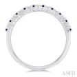 1 0 Ctw Petite 1.35 MM Sapphire and Round Cut Diamond Precious Stack Band in 10K White Gold Online Sale