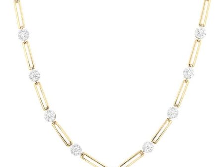 1 1 3 ctw Lovebright Round Cut Diamond Paper Clip Necklace in 14K Yellow and White Gold Fashion