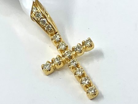 10K 0.25CT Yellow Gold Cross Pendant Charm Online now