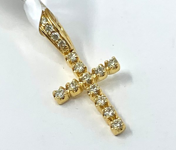 10K 0.25CT Yellow Gold Cross Pendant Charm Online now