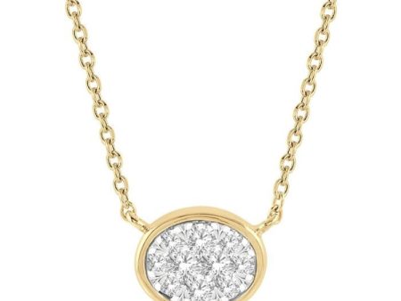 1 6 Ctw Oval Shape Lovebright Diamond Necklace in 14K Yellow and White Gold Hot on Sale