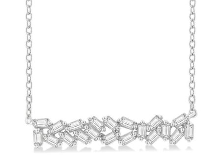 1 5 ctw Scatter Baguette Cut Diamond Fashion Necklace in 14K White Gold Online now