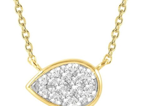 1 6 Ctw Pear Shape Lovebright Diamond Necklace in 14K Yellow and White Gold Supply