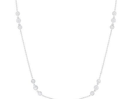 1 1 2 ctw Three Stone Bezel Set Round Cut Diamond Station Necklace in 14K White Gold Hot on Sale