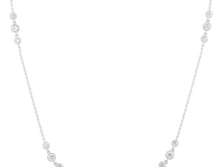 1 ctw Three Stone Bezel Set Round Cut Diamond Station Necklace in 14K White Gold Discount