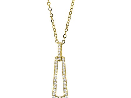 Gold Finish Sterling Silver Micropave Door Knocker Pendant with Simulated Diamonds on 18  Chain on Sale