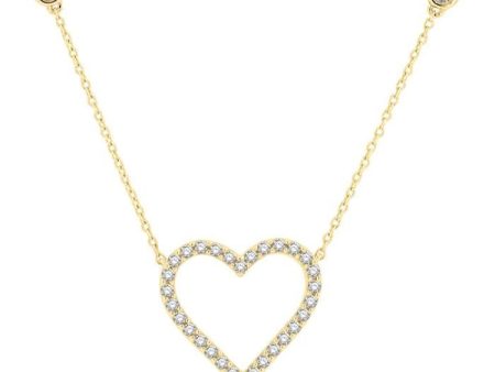 1 2 ctw Heart Pendant Round Cut Diamond Fashion Station Necklace in 10K Yellow Gold Cheap