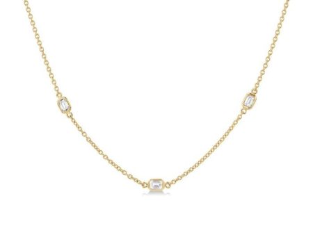 1 Ctw Emerald Cut Diamond Fashion Necklace in 14K Yellow Gold on Sale