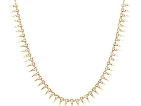 1 ctw Spikes Round Cut Diamond Fashion Necklace in 14K Yellow Gold For Discount