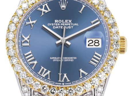 [Customizable] Pre-Owned Iced Out Rolex Datejust 36mm Two Tone 11 Carat Online Hot Sale