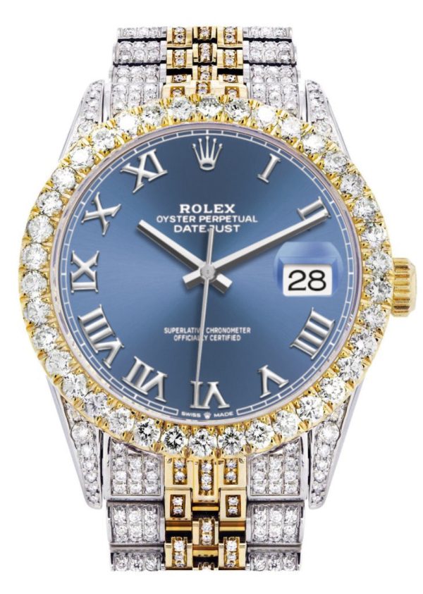 [Customizable] Pre-Owned Iced Out Rolex Datejust 36mm Two Tone 11 Carat Online Hot Sale