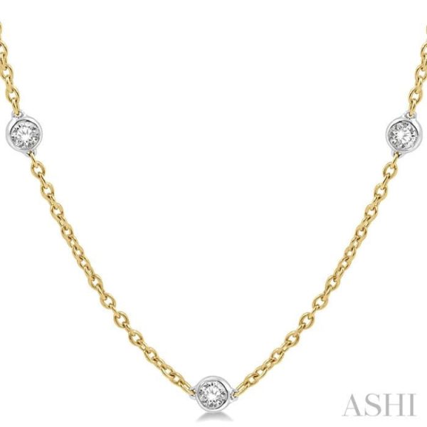 1 1 2 Ctw Round Cut Diamond Fashion Necklace in 14K Yellow and White Gold Sale