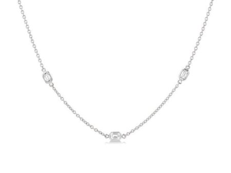 1 Ctw Emerald Cut Diamond Fashion Necklace in 14K White Gold Online Hot Sale