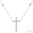 1 2 ctw Cross Pendant Round Cut Diamond Fashion Station Necklace in 10K White Gold Cheap