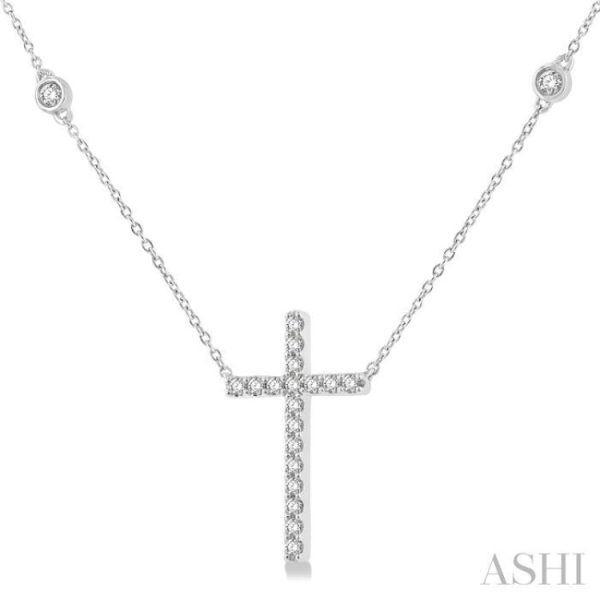 1 2 ctw Cross Pendant Round Cut Diamond Fashion Station Necklace in 10K White Gold Cheap