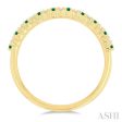 1 0 Ctw Petite 1.35 MM Emerald and Round Cut Diamond Precious Stack Band in 10K Yellow Gold Online