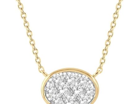 1 3 Ctw Oval Shape Lovebright Diamond Necklace in 14K Yellow and White Gold Online