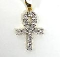 10K 0.40CT Yellow Gold Cross Pendant Charm Online Sale