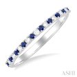 1 0 Ctw Petite 1.35 MM Sapphire and Round Cut Diamond Precious Stack Band in 10K White Gold Online Sale