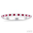 1 0 Ctw Petite 1.35 MM Ruby and Round Cut Diamond Precious Stack Band in 10K White Gold Supply