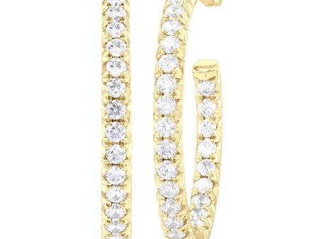 1 1 2 Ctw French Pave Set Round Cut Diamond Fashion Half Hoop Earring in 14K Yellow Gold Hot on Sale