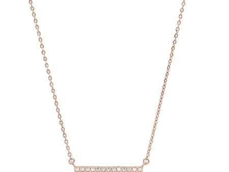 Rose Gold Finish Sterling Silver Micropave Four Row Bar Necklace with Simulated Diamonds on 16 -18  Adjustable Chain Discount