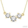 1 1 2 Ctw Three Stone Round Cut Diamond Necklace in 14K Yellow Gold Fashion