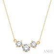 1 1 2 Ctw Three Stone Round Cut Diamond Necklace in 14K Yellow Gold Fashion