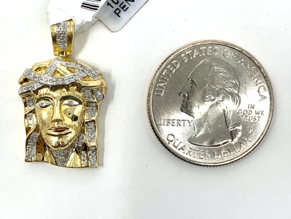 10K 0.28CT Yellow Gold Jesus Pendant Charm Cheap