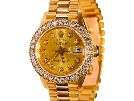 [CUSTOMIAZBLE] LADIES ROLEX PRESIDIENTIAL 26MM 2CT DIAMOND BEZEL PRE-OWNED Discount