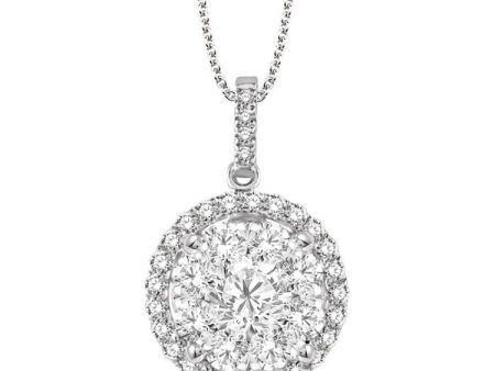 2 Ctw Lovebright Round Cut Diamond Pendant in 14K White Gold with Chain Online now