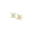 Gold Finish Sterling Silver Micropave Starburst Earrings with Simulated Diamonds Hot on Sale