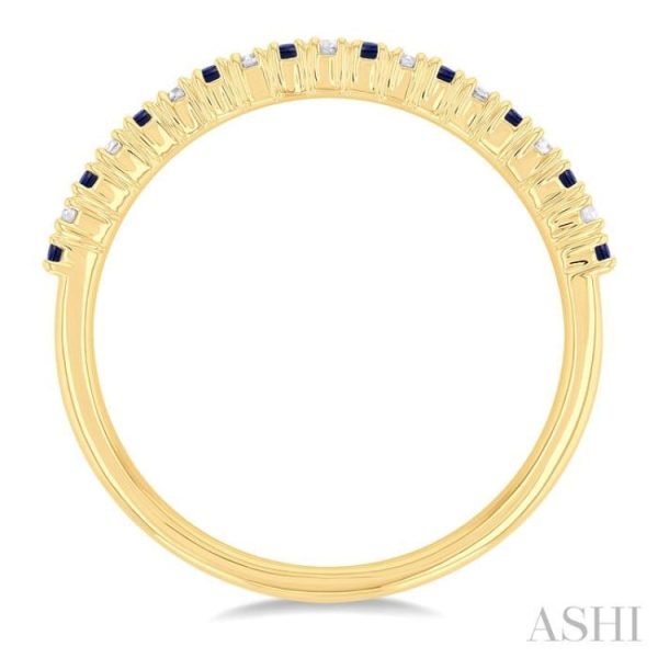 1 0 Ctw Petite 1.35 MM Sapphire and Round Cut Diamond Precious Stack Band in 10K Yellow Gold Online Sale