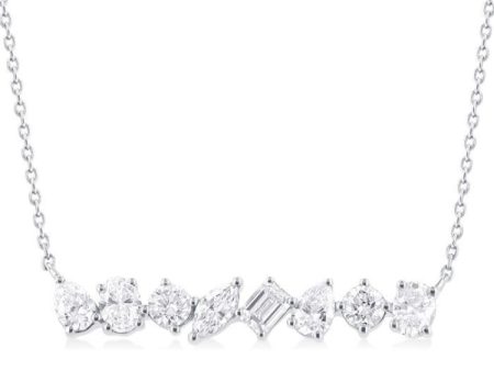 1 1 10 ctw Scatter Multi Cut Diamond Fashion Necklace in 14K White Gold Cheap