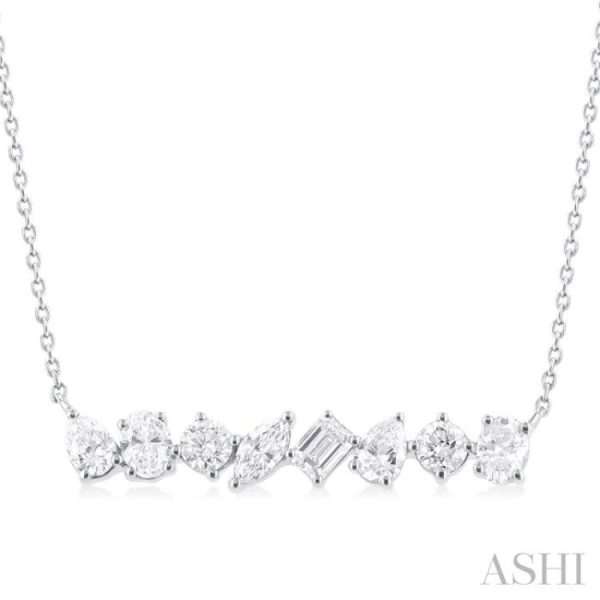 1 1 10 ctw Scatter Multi Cut Diamond Fashion Necklace in 14K White Gold Cheap