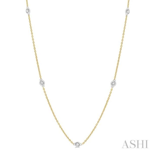 1 2 Ctw Round Cut Diamond Fashion Necklace in 14K Yellow and White Gold Online Hot Sale