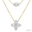 1 2 ctw Floral Baguette and Round Cut Diamond Layered Fashion Necklace in 14K Yellow Gold Online now