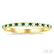 1 0 Ctw Petite 1.35 MM Emerald and Round Cut Diamond Precious Stack Band in 10K Yellow Gold Online