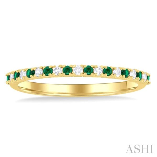 1 0 Ctw Petite 1.35 MM Emerald and Round Cut Diamond Precious Stack Band in 10K Yellow Gold Online