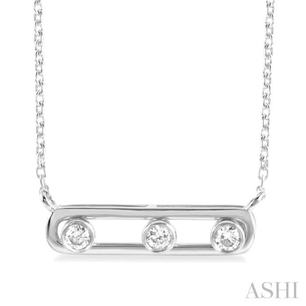 1 10 ctw Paper Clip Bezel Set Round Cut Diamond Fashion Necklace in 14K White Gold Sale