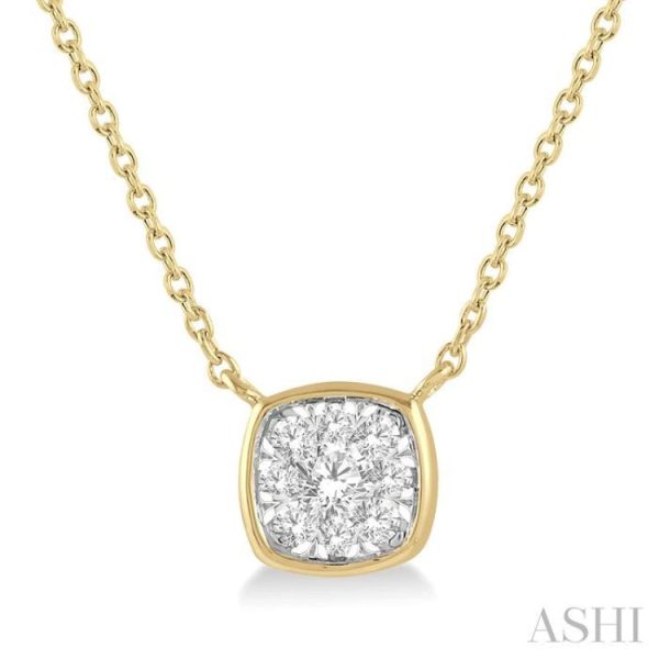 1 6 Ctw Cushion Shape Lovebright Diamond Necklace in 14K Yellow and White Gold Discount