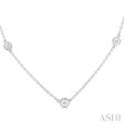 1 2 ctw Bezel Set Round Cut Diamond Station Necklace in 14K White Gold Fashion