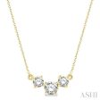 1 1 4 Ctw Three Stone Round Cut Diamond Necklace in 14K Yellow Gold Online Hot Sale