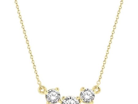 1 1 4 Ctw Three Stone Round Cut Diamond Necklace in 14K Yellow Gold Online Hot Sale