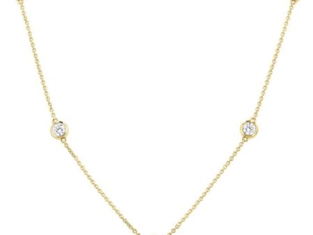 3 4 Ctw Bezel Set Round Cut Diamond Station Necklace in 14K Yellow Gold Online