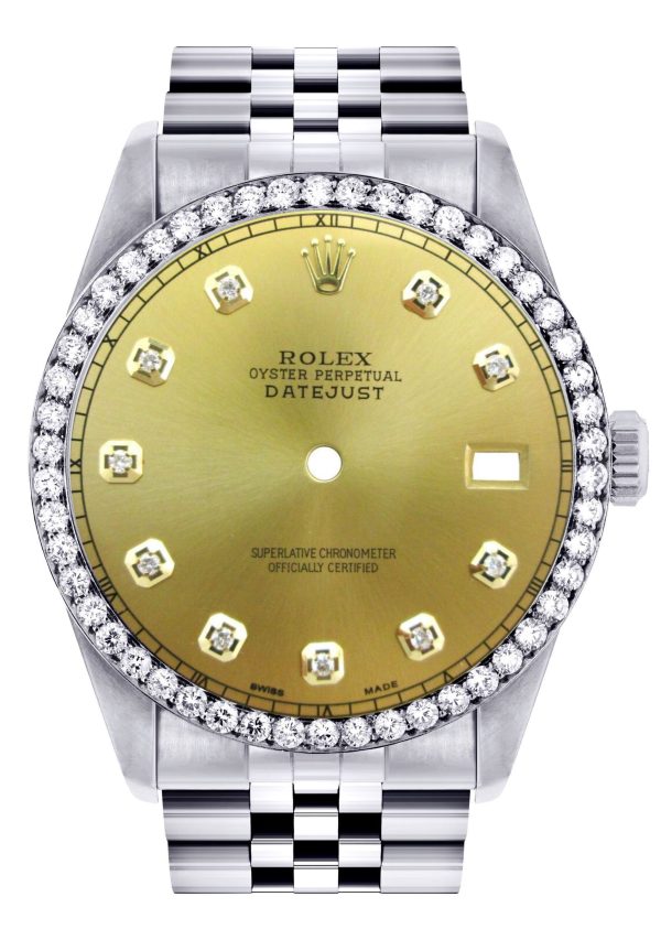 [Customizable] Pre-Owned Rolex Datejust 36mm Stainless Steel Diamond Bezel 4 Carat Cheap